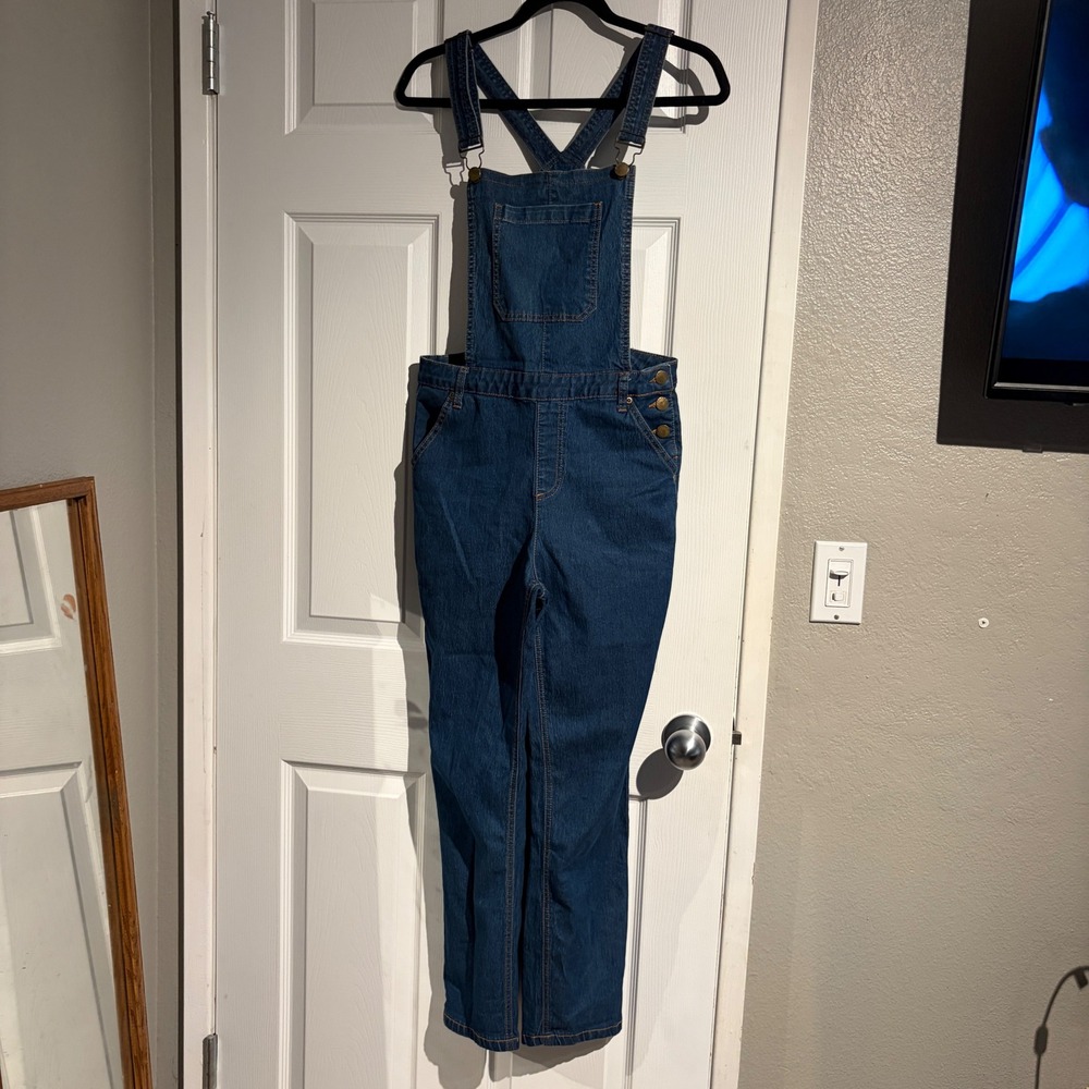 ModCloth Womens Denim Overalls Medium Wash Straight Leg Bib Dungarees Size M